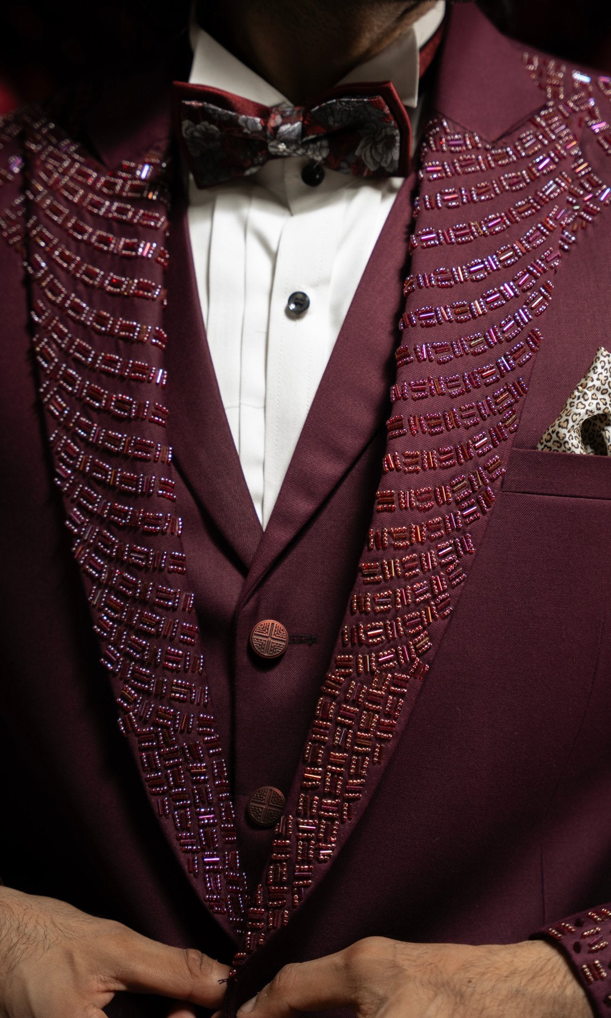 Dark Maroon Tuxedo - Mashal Couture